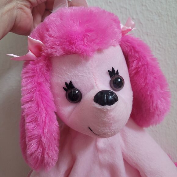 Pink Poodle Plush Animal Backpack Ballerina Tutu Dog Soft Adjustable Straps - Picture 9 of 14
